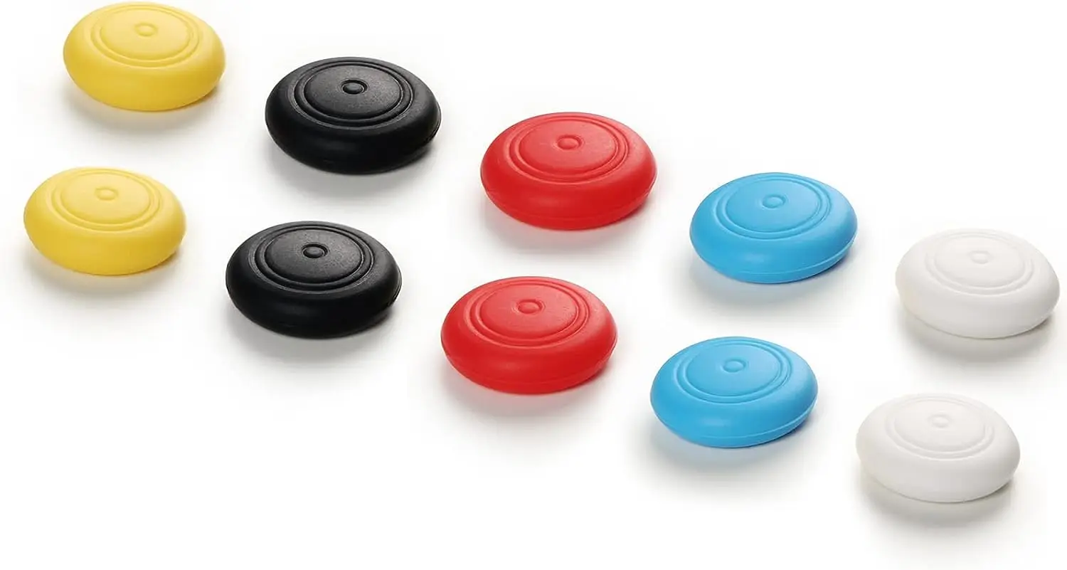 Thumb Grip Set Joystick Caps For Steam Deck/Nintendo Switch/OLED/Lite, Red/Blue/Black/White/Yellow, 5 Pairs