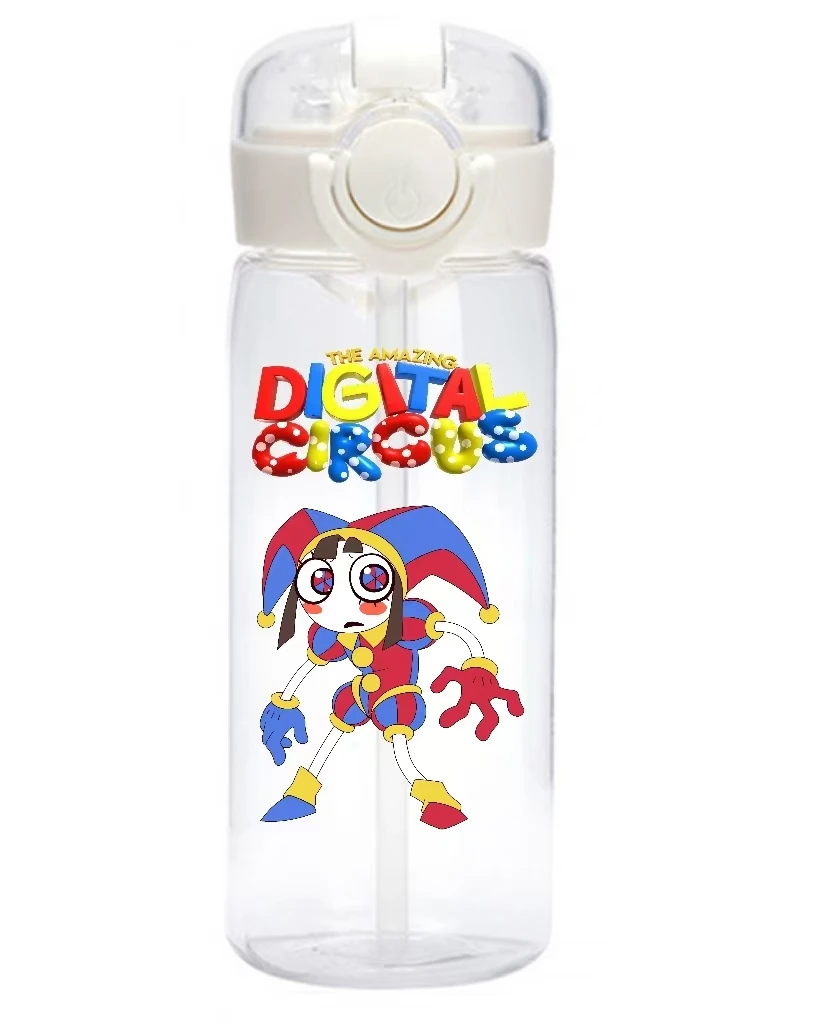 400ml The Amazing Digital Circus Pomni Jax Anime Cute Children Water Drinking Cup Baby Bottle Cartoon Clown Christmas Kid Gift