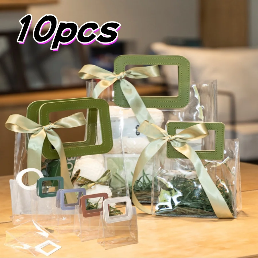 10szt Pvc Transparent Wedding Red Wine Companion Gift Bag Plastic Snap Birthday Party Christmas Halloween Thanksgiving Supplies