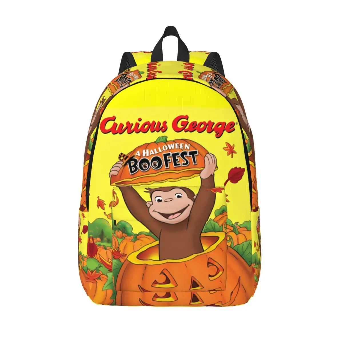 Curious George Monkey Cartoon Backpack for Men Women Teenage High School Work Daypack TV Series Laptop Shoulder Bag Gift