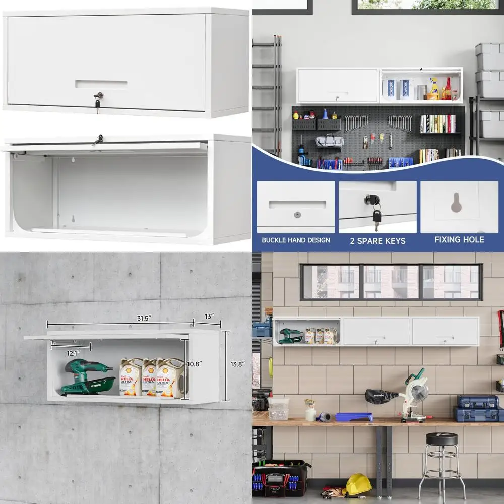 

Настенный металлический шкаф для хранения вещей с откидной дверью для использования в гараже, складе, дома и офисе — простая сборка