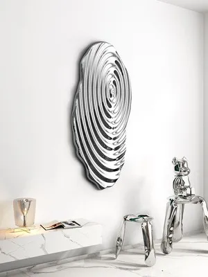 Ellipse Ripple metal stainless steel background wall pendant living room Bedroom villa wall decoration