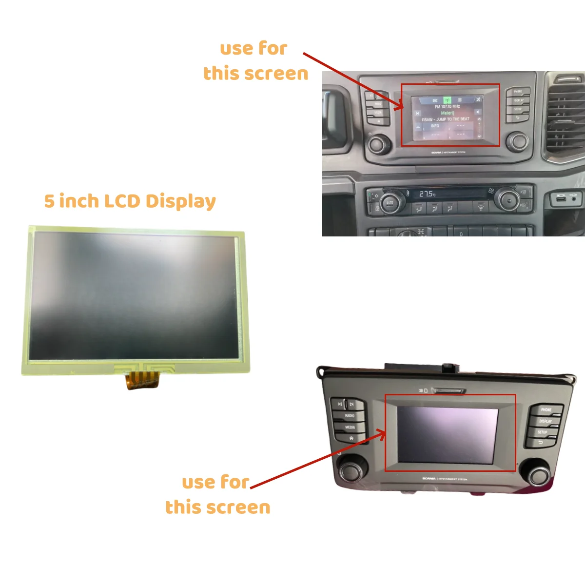 

5" LCD Display for SCANIA_AUS4 Radio System Truck Entertainment Basic Navigation screen repair