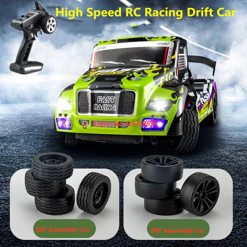 Professional 40KM/H RC Racing Car With Led Lights 4WD 1:16 Flat Run Drift Car Metal DIY Remote Control Car Electric Vehicle Gif