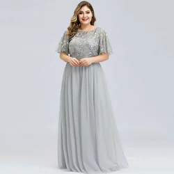 Pius-Vestido de noche de gasa para madre de la novia, prenda de manga corta, longitud hasta el suelo, bordado, 2022