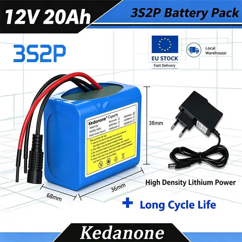 Batterie ricaricabili agli ioni di litio da 12V 20000mAh per monitoraggio con BMS, pacchi batteria al litio con scheda di protezione per apparecchiature di monitoraggio