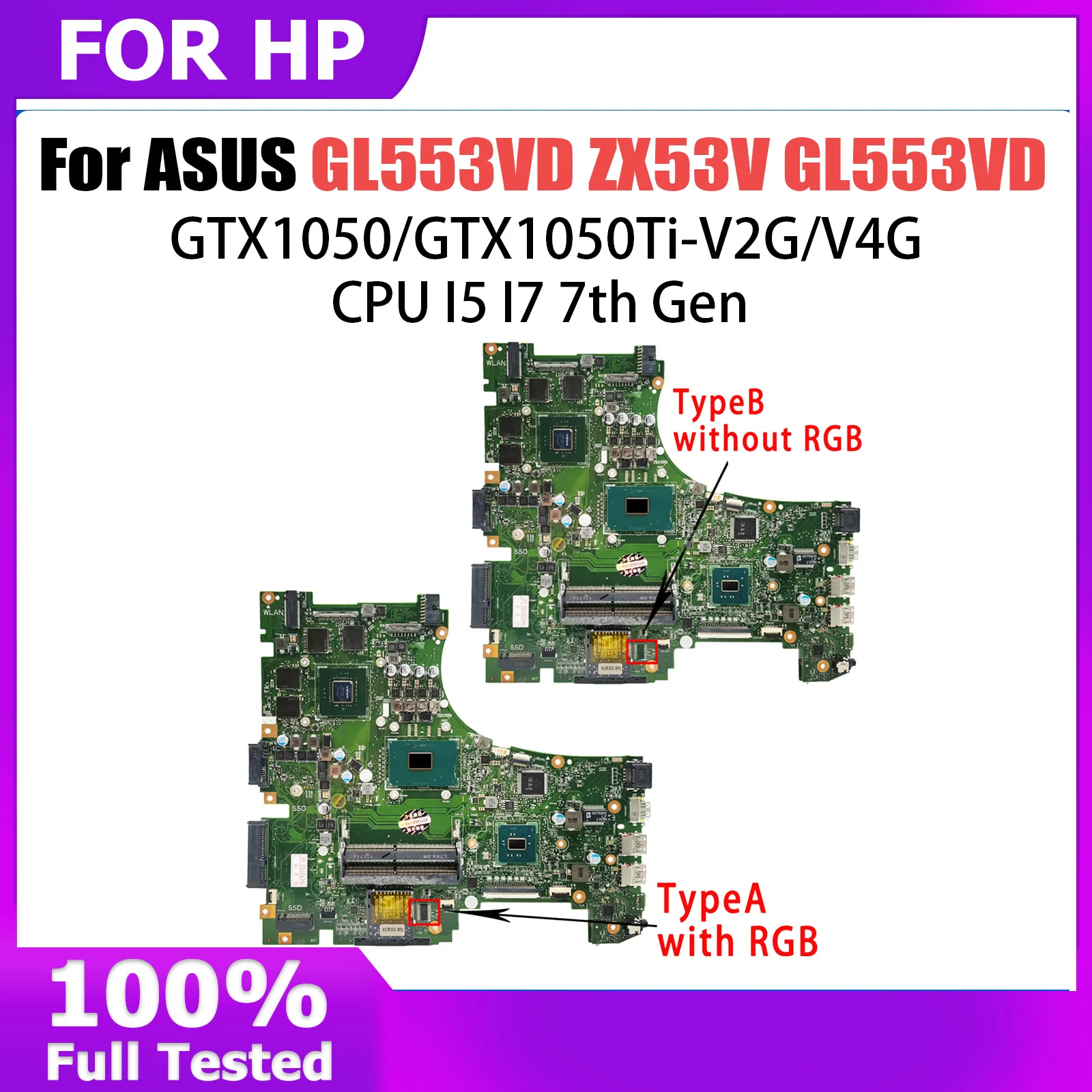 GL553V Mainboard ZX53V GL553VD GL553VE GL553VW FX553V ZX553V G553V Laptop Motherboard I5 I7 6th/7th Gen GTX1050/GTX1050Ti