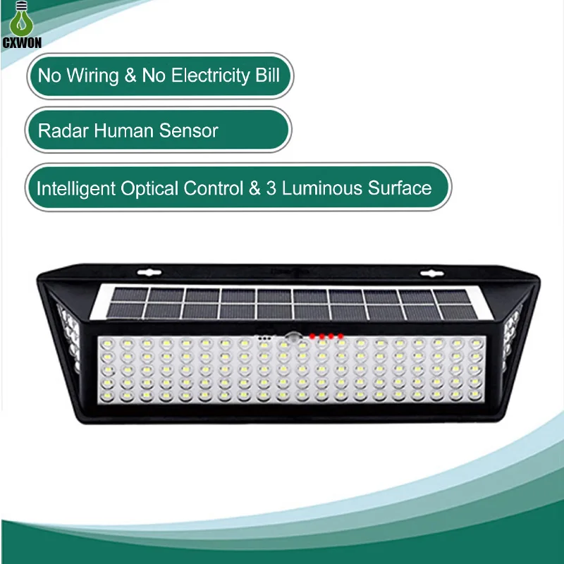 Outdoor Solar Lights with 3 Modes Motion Sensor 118 LED Solar Flood Light IP65 Waterproof Fence Garden Security Wall Lamp