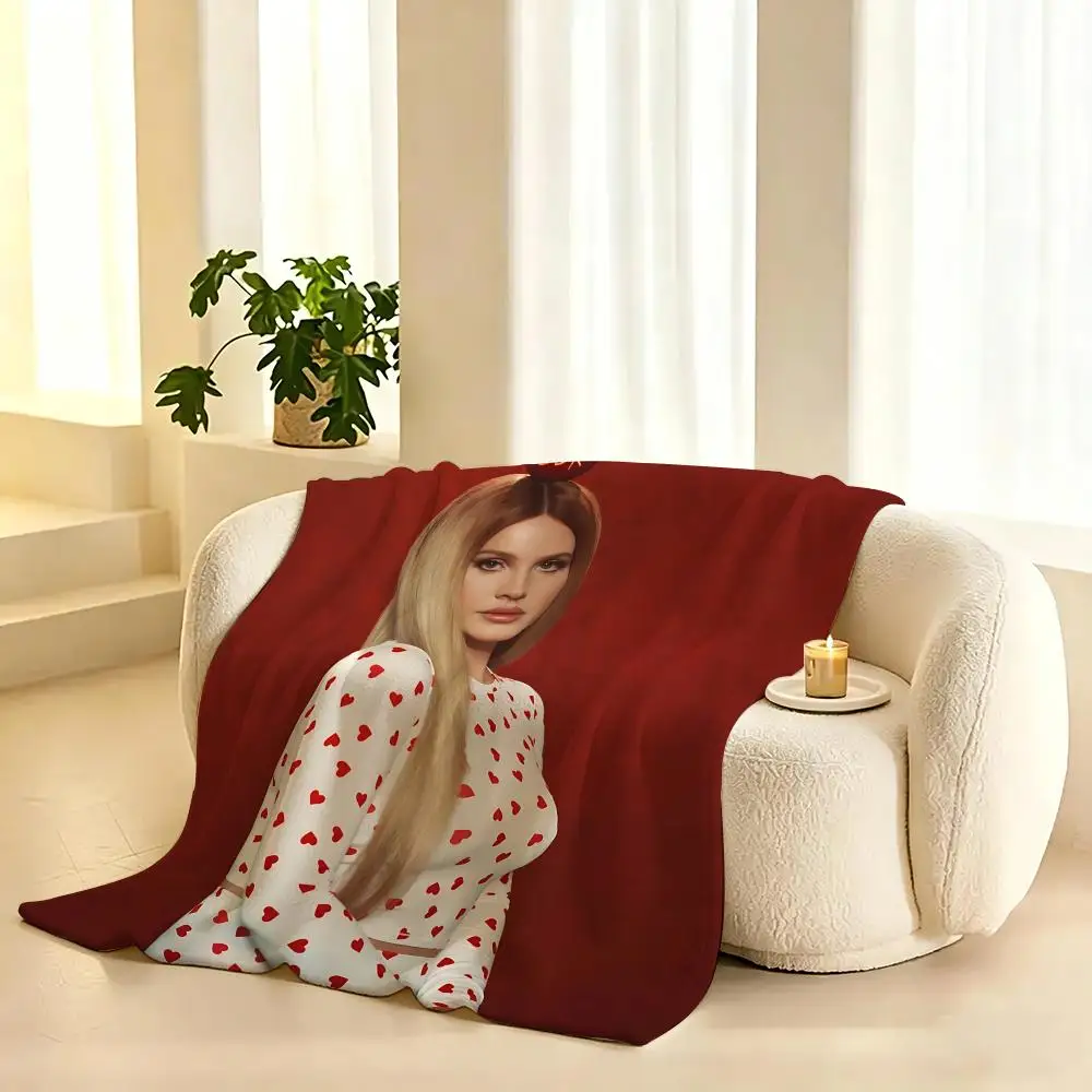 Hot Singer L-Lana D-Del R-Rey Throw Lightweight 240g Flannel Blanket Soft Skin-friendly for Summer Cooling