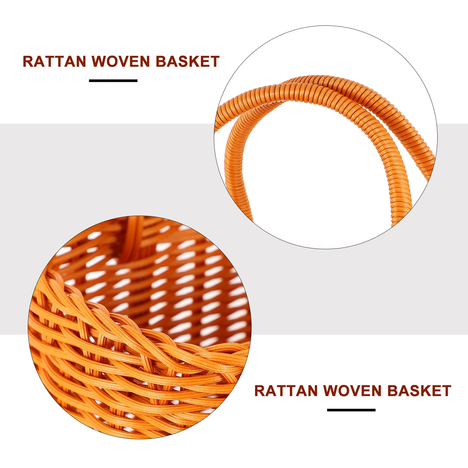 

1pc Plastic Woven Basket Storage Container For Home Garden Fruit Vegetable Organizing Bucket Household Hand Basket Rattan Style