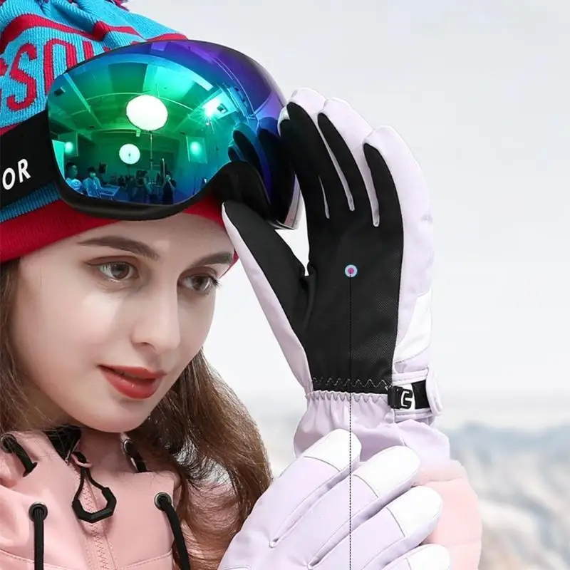39BD Non Slip Ski Gloves Waterproof Full Finger Glove Fleece Lined Touchscreen Gloves