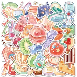 10/20/40pcs INS Style Cute Glass Food Cartoon Stickers Aesthetic Decal Laptop Scrapbook Phone Car Graffiti Sticker for Girl Kid