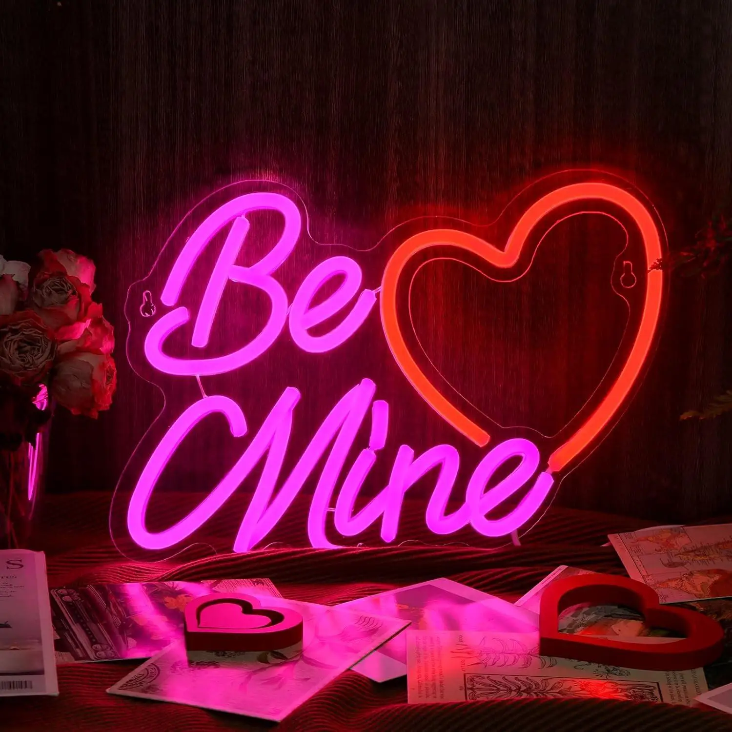 

Valentine's Day Be Mine Neon Sign Heart USB Dimmable Neon Lights for Wedding Engagement Wall Art Decor Personzalized Gifts