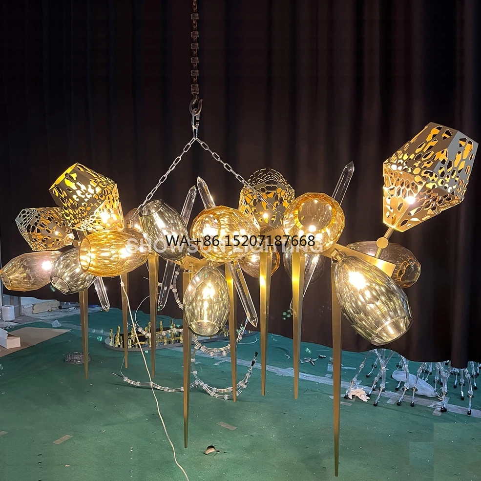 Creative Design Chandelier Bronze Crystal Modern Chandelier Large Hotel Banquet Decor Hand Blown Murano Glass Chandelier Modern