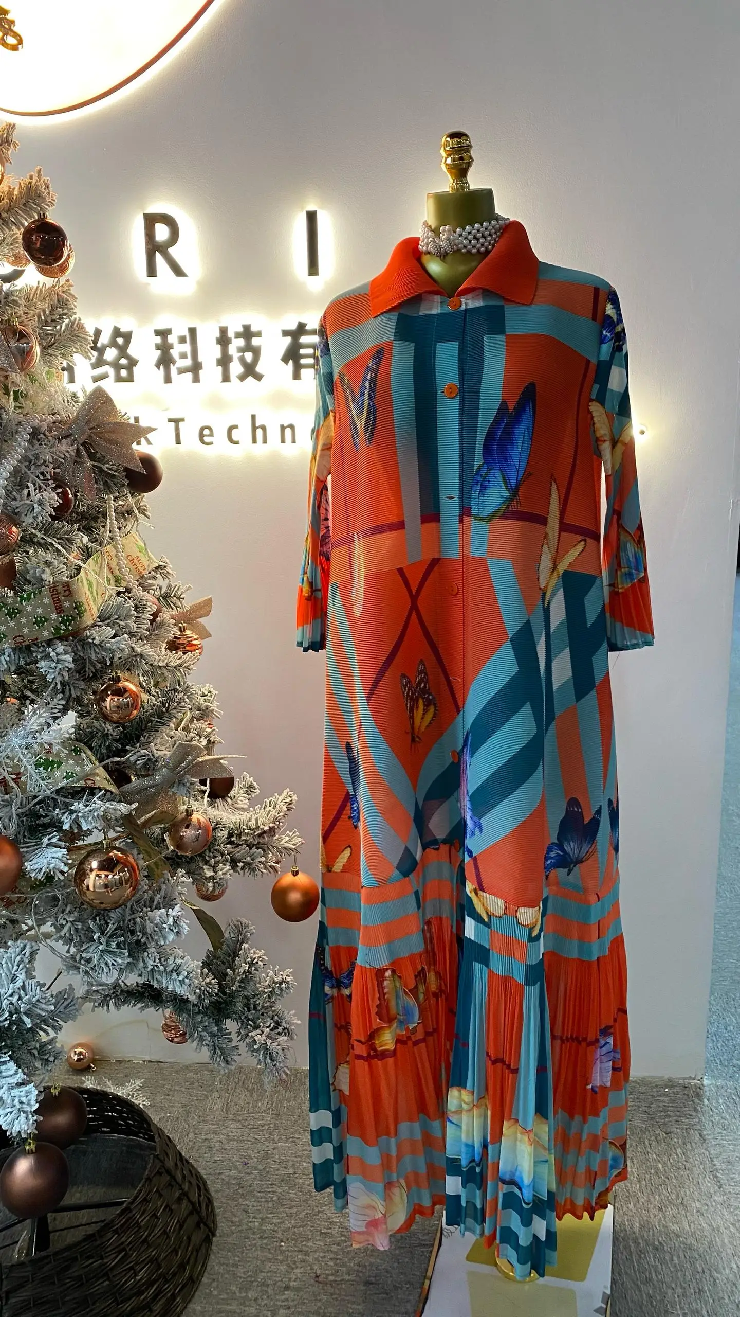 

2025 Factory Direct Sales New Dress butterfly Print Long Sleeve Summer Fashion Breathable Long Dress-GZKK021