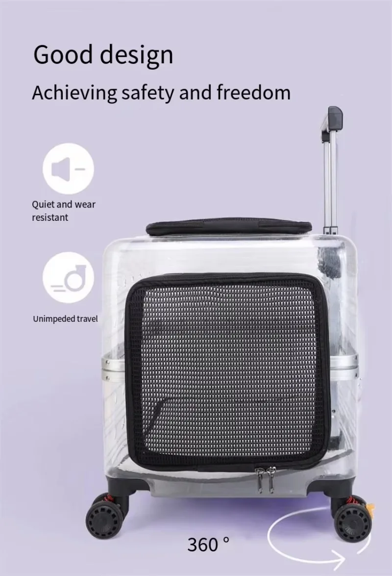 2026 Borsa per animali domestici con cabina spaziale di grande capacità Custodia per trolley per animali domestici Borsa da esterno per cani portatile completamente trasparente per gatti con due animali domestici