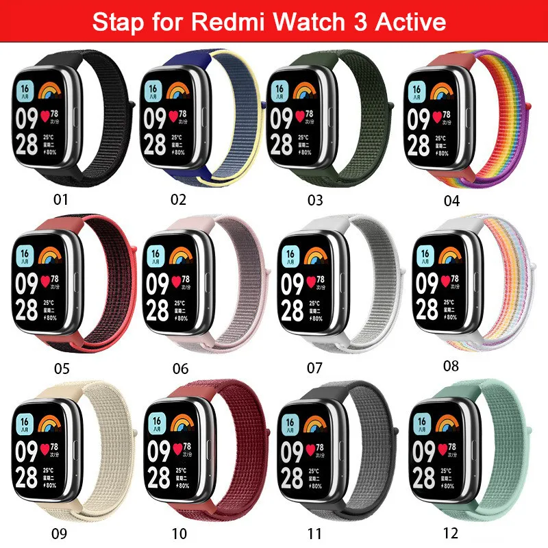 Strap For Redmi Watch 3 Active Nylon Accessories Smart Watch Replacement Belt Wristband Breathable Sport Bracelet