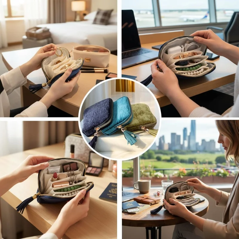 1pcs Jewelry Storage Bag Exquisite Tassel Jewelry Bag Portable Zipper Multi-Layer Storage Bag Storage Box sundry Storage Bag