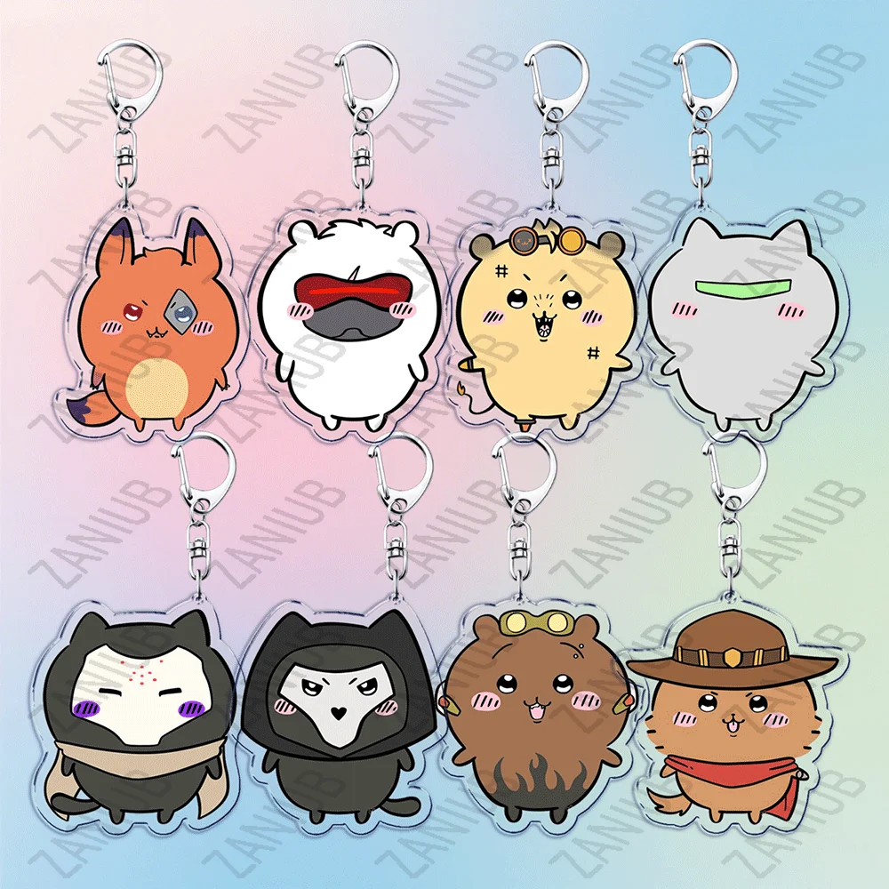 Fashion Game Chibi Keychain Keyring Accessories Bag Car Charm Tracer Cole Cassidy Reaper Key Chain Jewelry Fans Friends Gift view 3