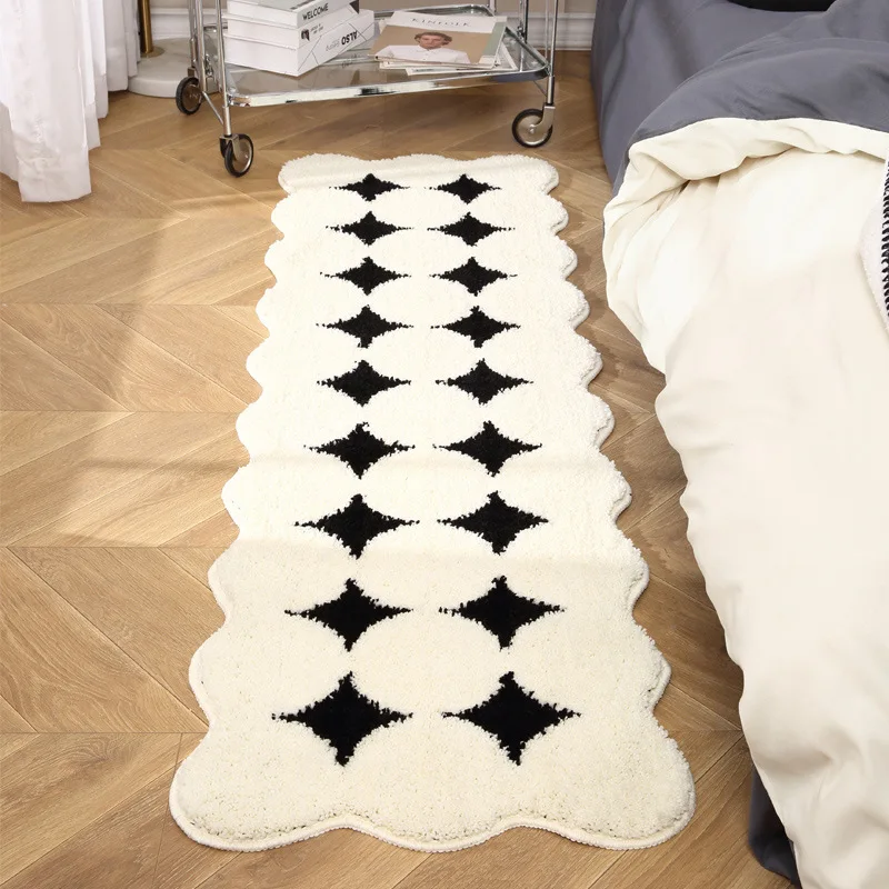 Creamy bedroom carpet, bedroom bed, long bed front floor mat, plush master bedroom bay window cushion, sofa coffee table cushion