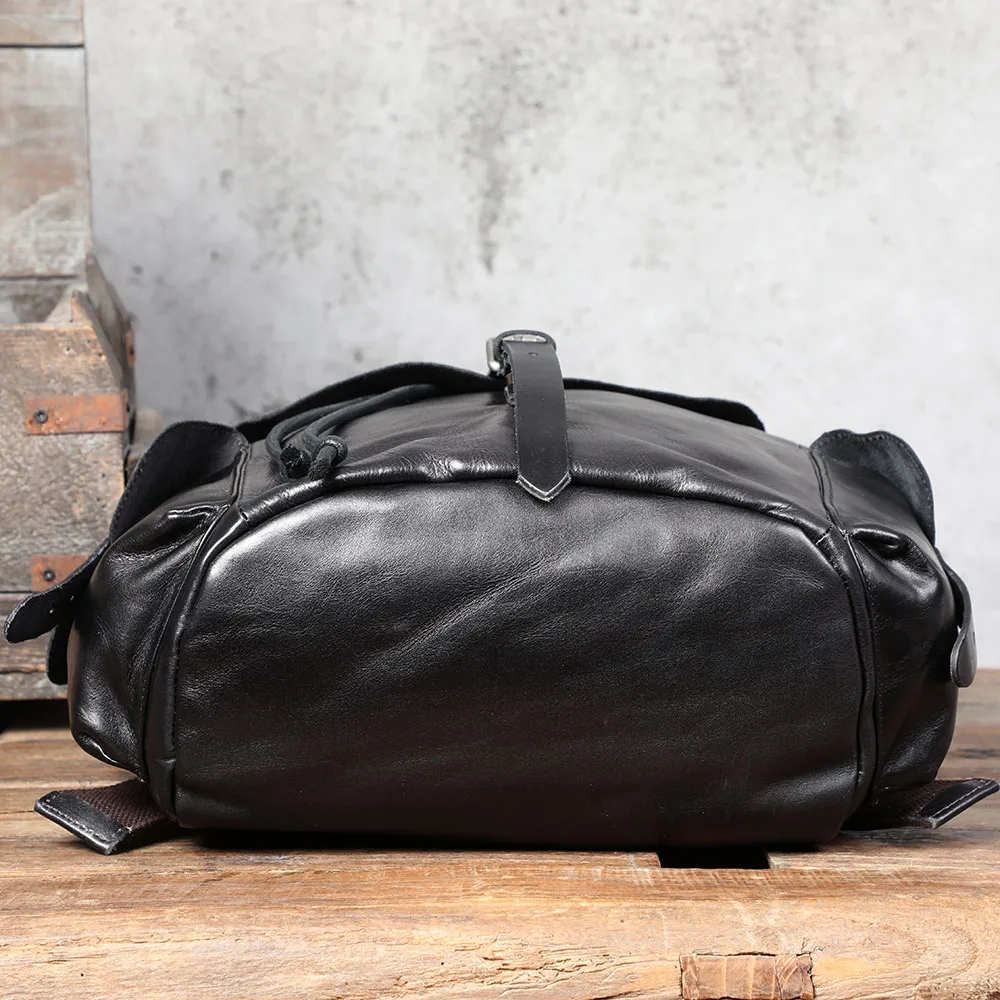 Lässiger Herrenrucksack aus echtem Leder, Laptoptasche für Herren, Reisetasche, Obermaterial aus Rindsleder, modischer Herrenrucksack im Preppy-Stil – Detail 13