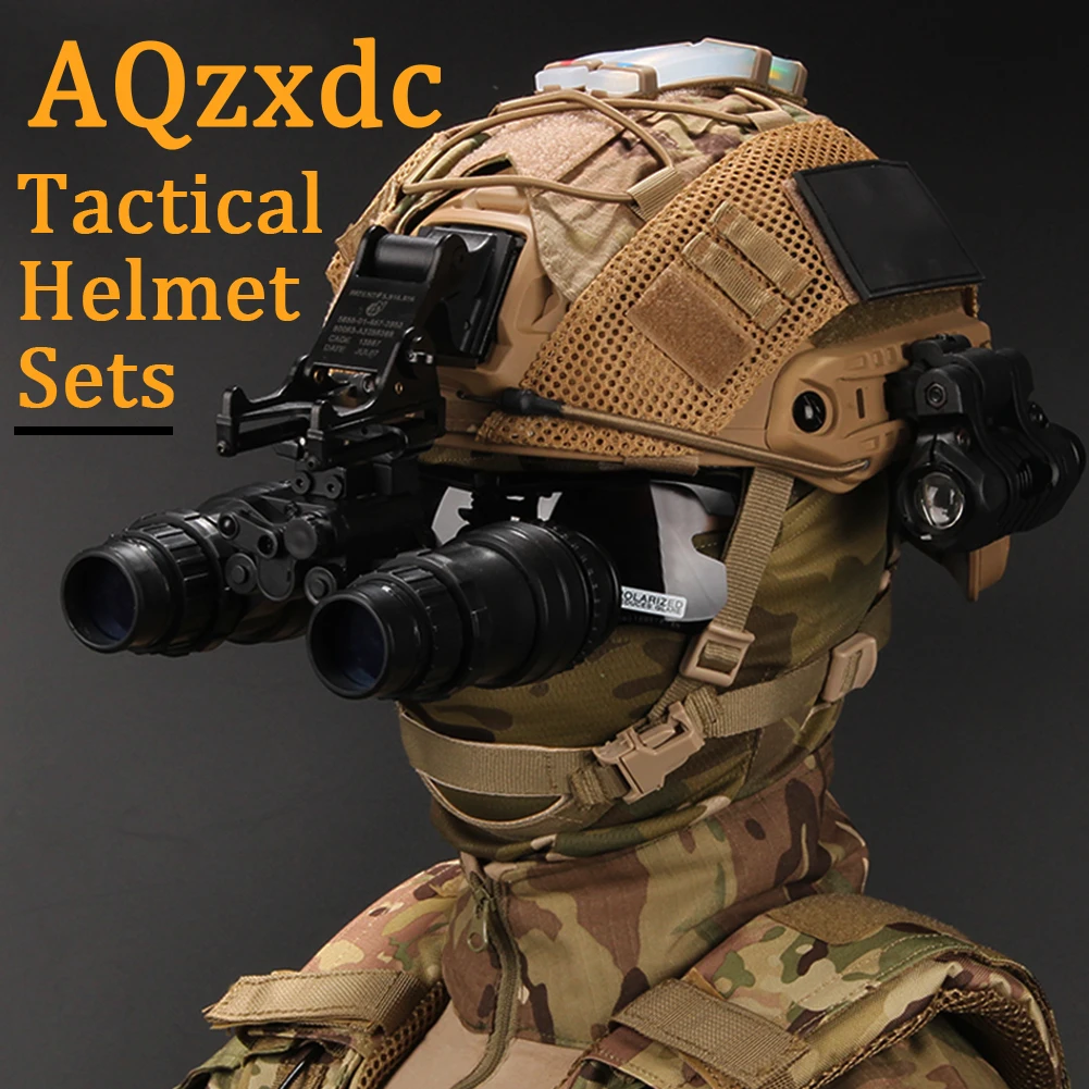 PJ-Type FAST Helmet, with PVS-14 NVG Mount and Telescope Model, Flashlight, Helmet Cover, for Hunting Shooting Outdoor Sports image 2