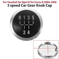 1pc 5 Speed Car Gear Knob Cap Top Badge Fit For Vauxhall For Opel Astra H Corsa D 2004-2010 Black + Silver Car Accessories