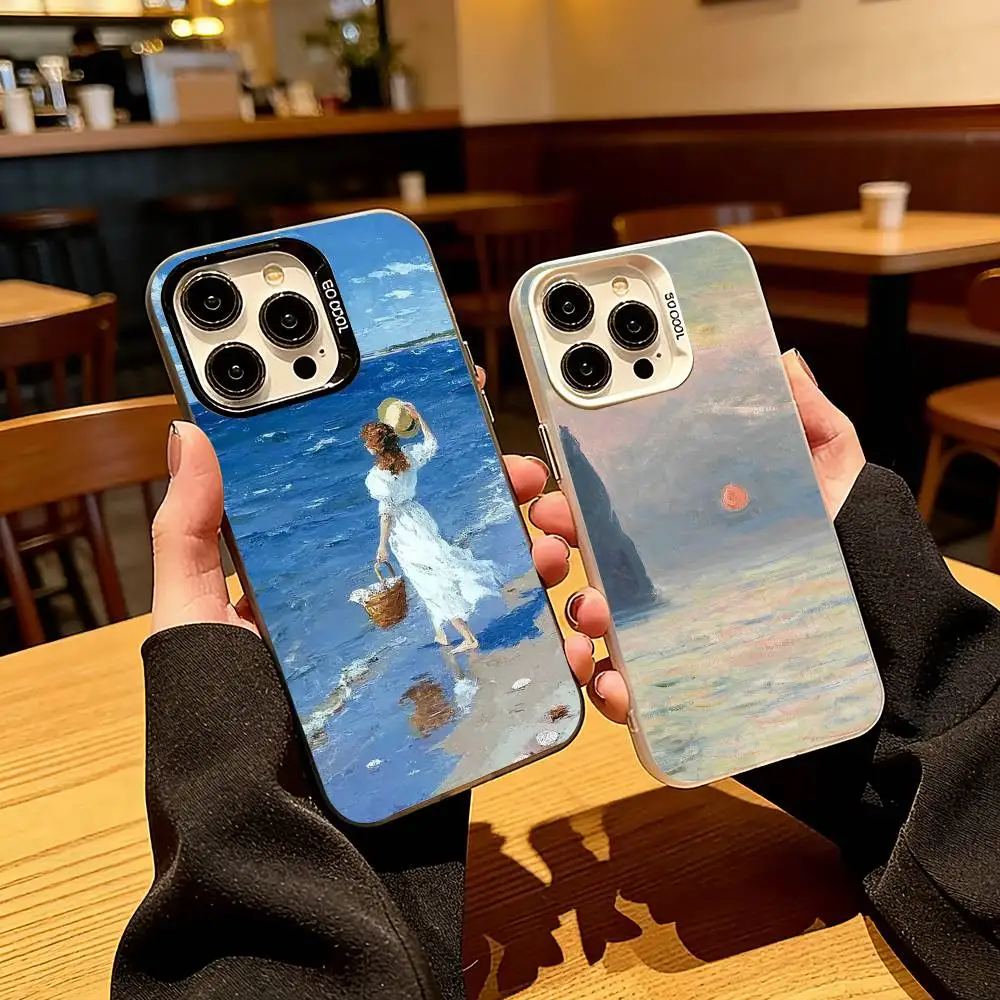 M-Monet's beautiful paintings  Phone Case For iPhone 17,16,15,14,13,12,11 Plus,Pro Max,XS,Colored Silver Plated Inside Cover