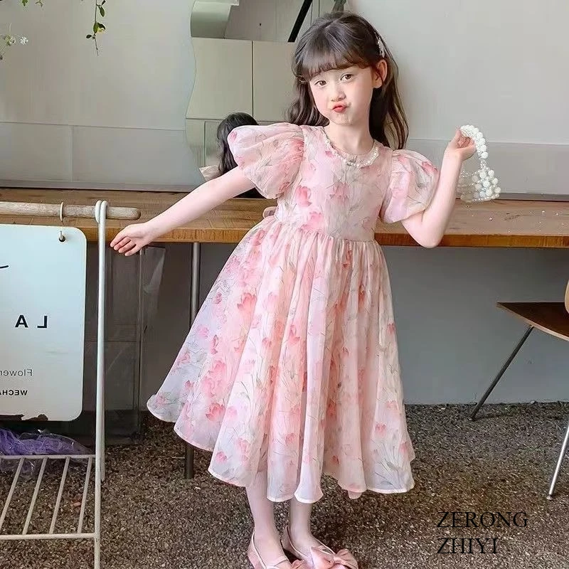 Kids Dresses Girls Summer Blue New Style Fashionable Little Girl Princess Dress Summer Dress Childrens Dress Baby Vest Dresses