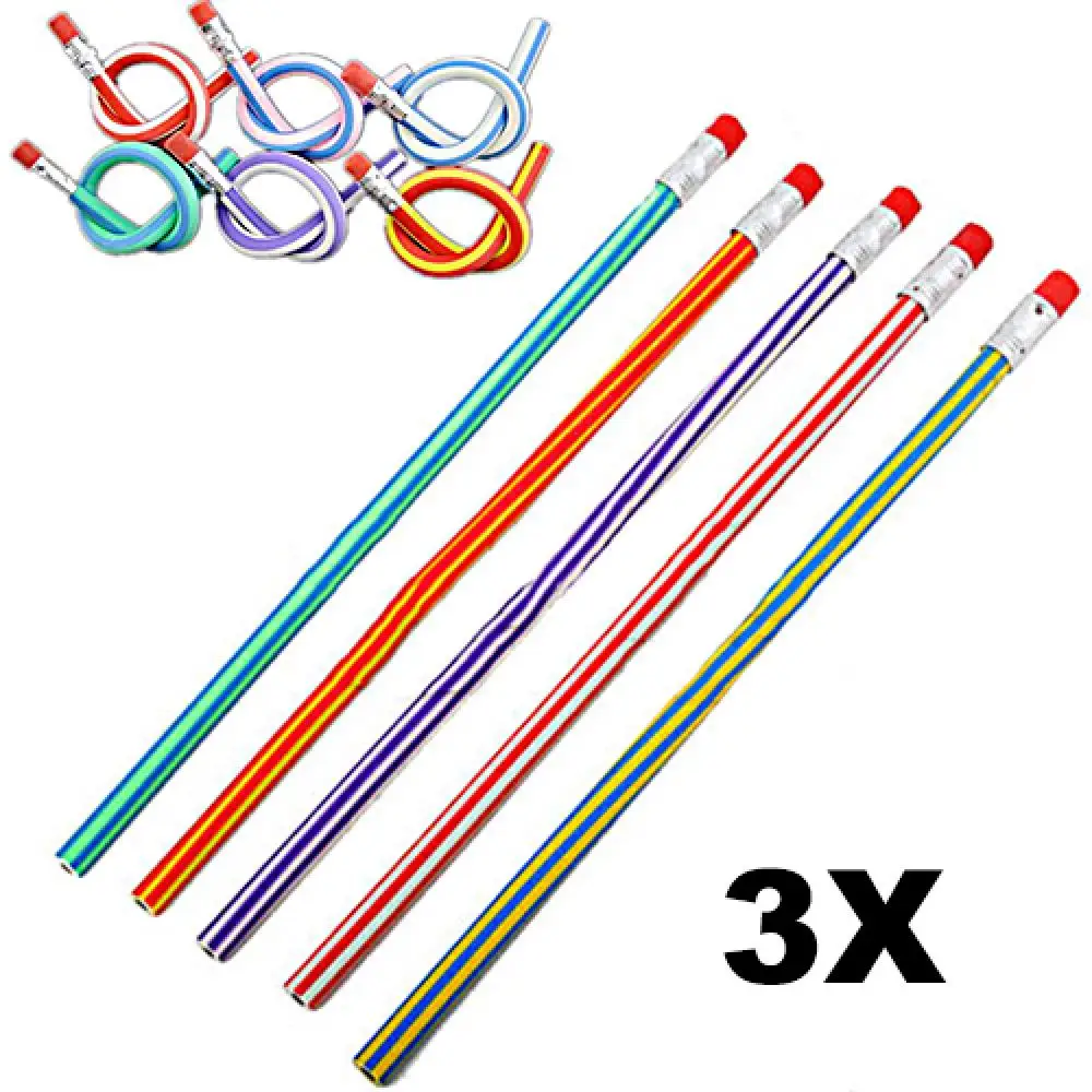 3 pz carino colore della caramella morbido flessibile matite Standard cancelleria olorful Magic Bendy flessibile matita morbida bambini studente matita