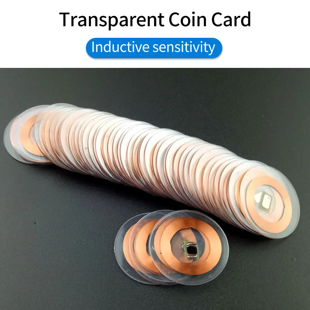 100pcs Read Only RFID 125Khz TK4100 EM / 13.56Mhz M1 Coil Coin Card Ultra thin for Access Control System & Time Clock Attendance