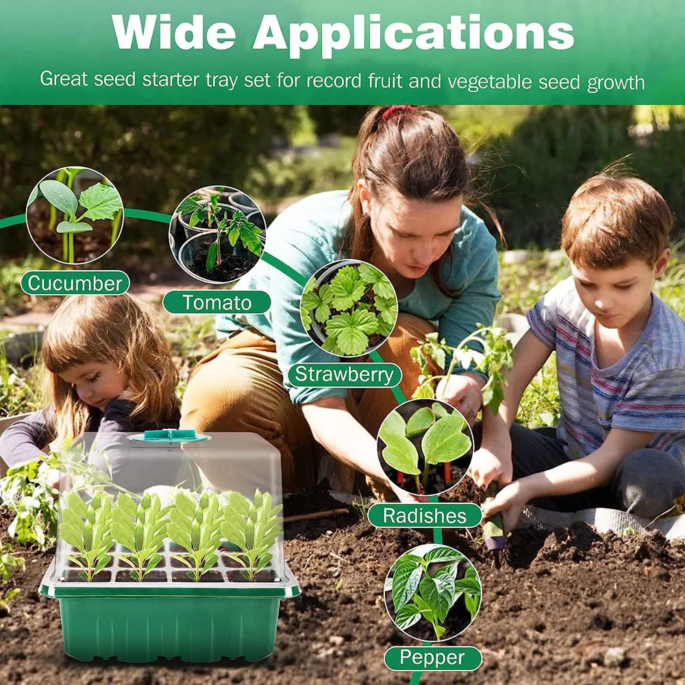 6/12Grids Seed Starter Tray with Ventilation Hole Seeds Growing Cultivation Planting Box Mini Greenhouse Plant Starter Kit