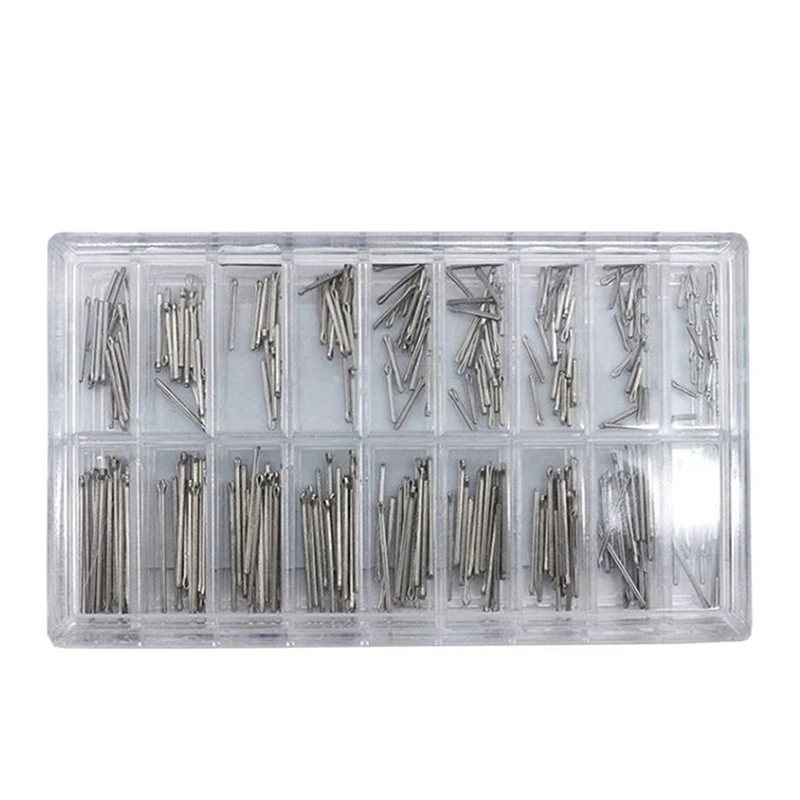 Aço inoxidável Watch Band Split Pins com caixa, Watch Bracelet Strap Link Pins, Cotton Bar Variedade, Watch Repair Tools, 360Pcs