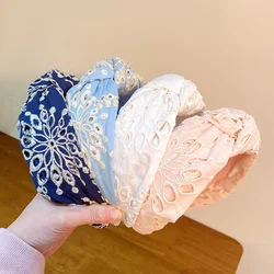 Diademas anchas de tela bordada para mujeres y niñas, diademas de moda, bandas para el cabello femeninas, accesorios para el cabello, Aro para la cabeza