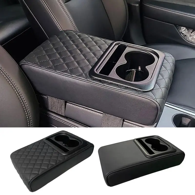 Almohada para reposabrazos de consola central de coche, cojines para reposabrazos de cuero PU, funda para reposabrazos de coche impermeable portátil, almohadilla de altura para furgoneta