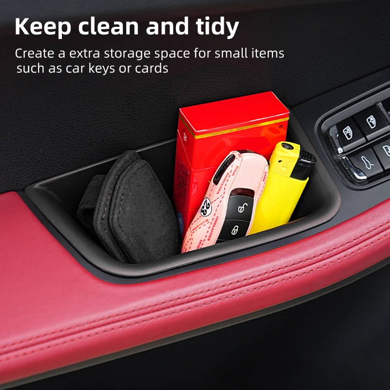 Car Door Organizer For Porsche Macan 2014-2024 Door Handle Storage Box Front Rear Armrest Protector Key Phone Holder Accessories