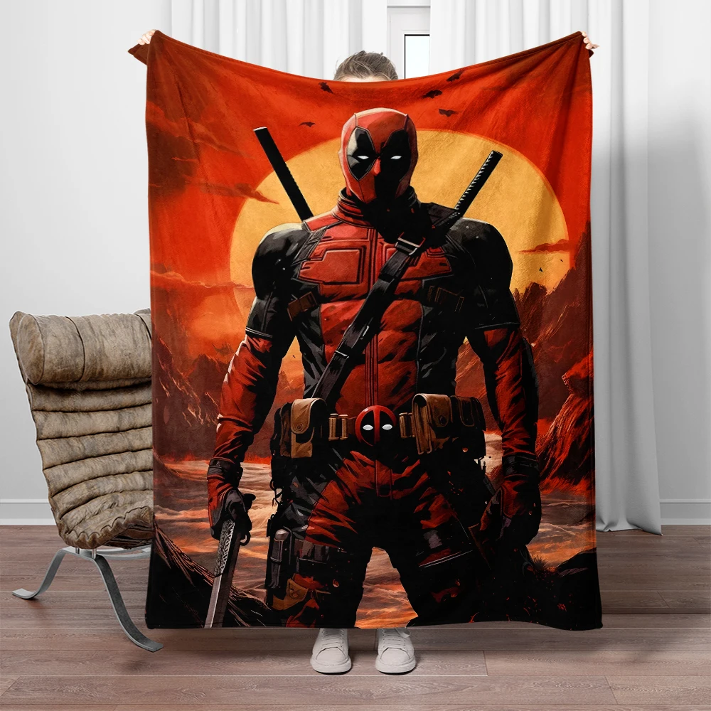 Marvel Movie Deadpool Printed  Blanket. Seasonal Blankets. Used for Sofas, Beds, Living Rooms, Travel Picnics, Cool Blankets,