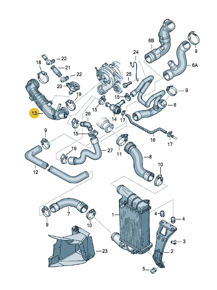 BOICY Turbocharger Air Guide Pipe Vent Hose Intake Duct for 1.8T Passat A6/S6 Superb 058133356L 058133356H 058133356J 058133356A
