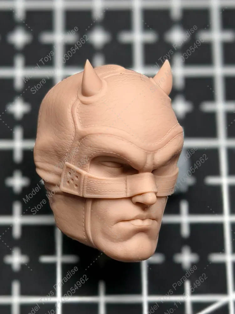 Unpainted 1/12 Men Soldier Daredevil Head Sculpt Matt Murdock Super Hero White Model Head Carving Fit 6'' Action Figure Body