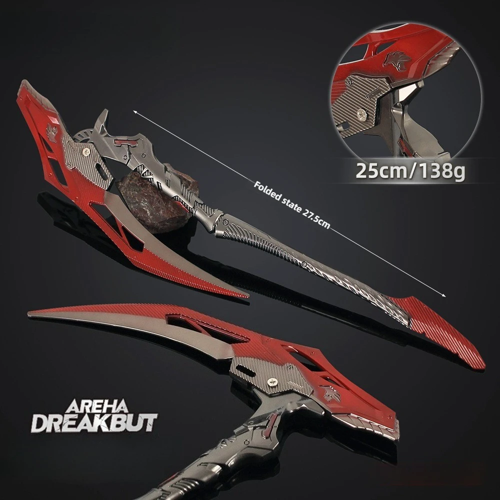 25cm Arena Breakout Reaper Scythe Foldable weapons Model Game Peripheral Metal Craft Desktop Collectible Ornament Boy Toy Gift