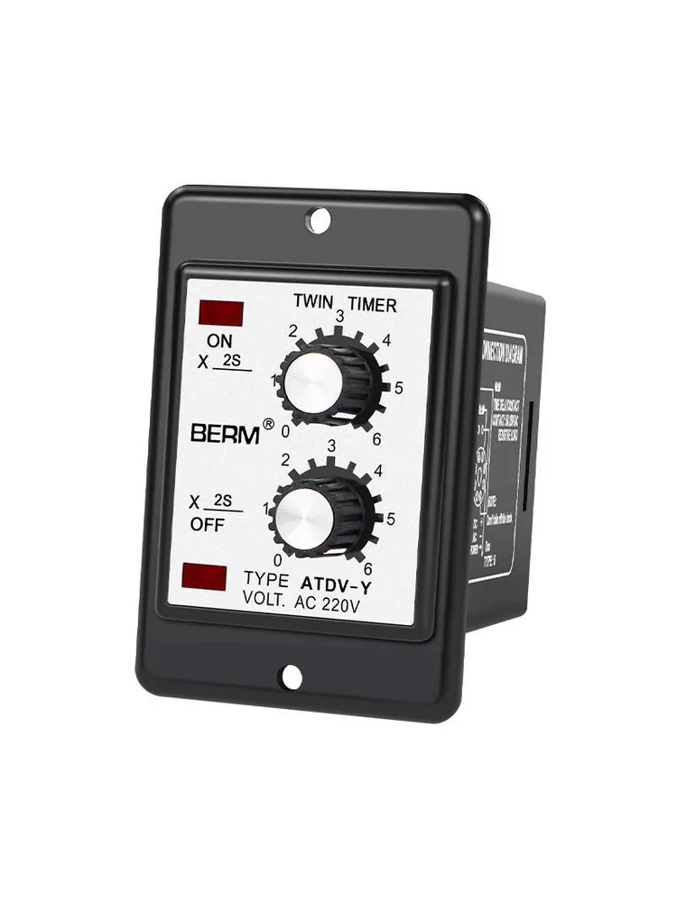 AliExpress ATDV-Y ATDV-Y Dual Time Relay 220V Adjustable Repeat Cycle Timer ON OFF 3S 6S 12S 30S 60S 3M 6M 12M 30M 60M Twin Timer With Base