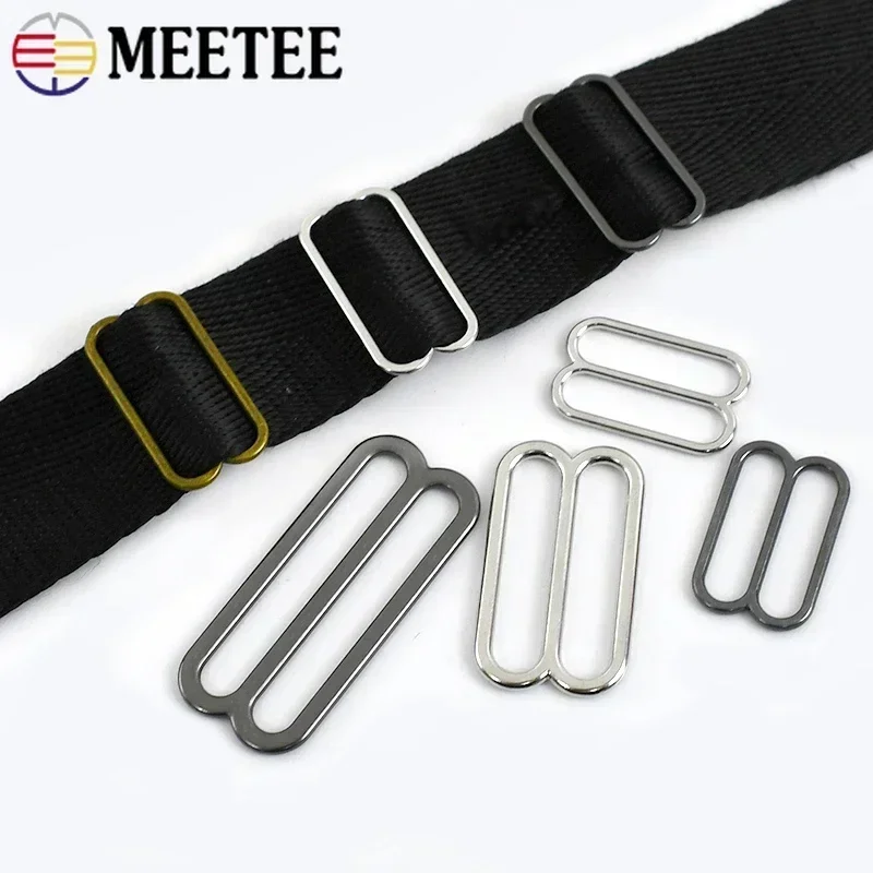 Meetee 10Pc Tri-Glide Slider Clasp 6-50mm Metalowa klamra do paska torby Bielizna 8-kształtny haczyk na pierścionek DIY Akcesoria do szycia odzieży