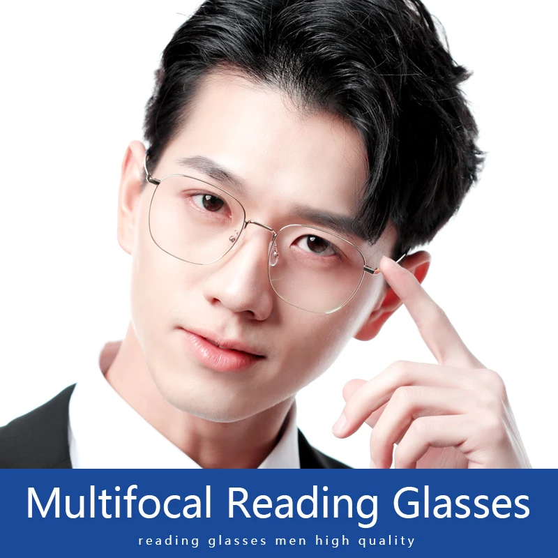 

Мужские прогрессивные мультифокусные очки для чтения, металлические очки с защитой от синего света для пресбиопии, твердые и многослойные линзы