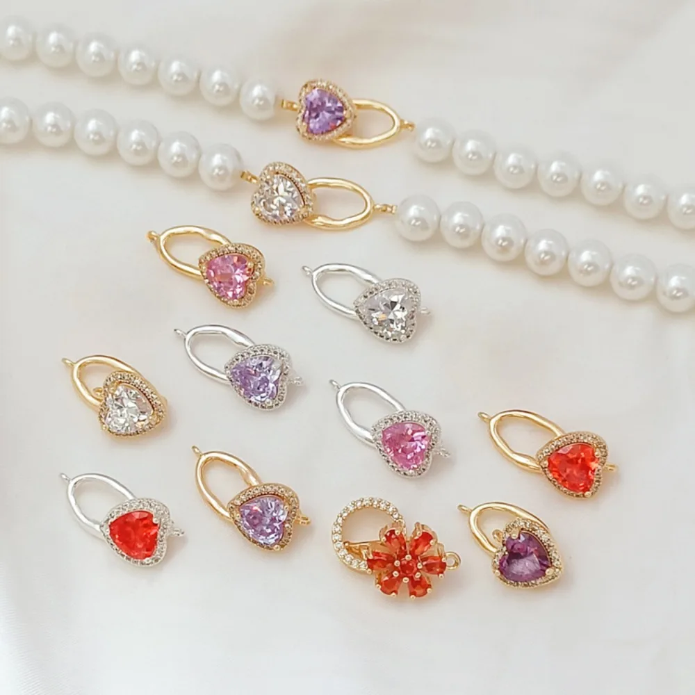 

DIY Серебряная 14-каратная позолоченная циркониевая овальная застежка в форме сердца на конце