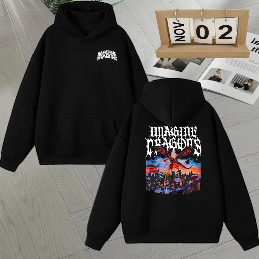 

Fashion Imagine Dragons Band Loom World Tour Long sleeve Hoodie Fleece Men Women Double Sided Print Pullover Unisex Sweatshirts