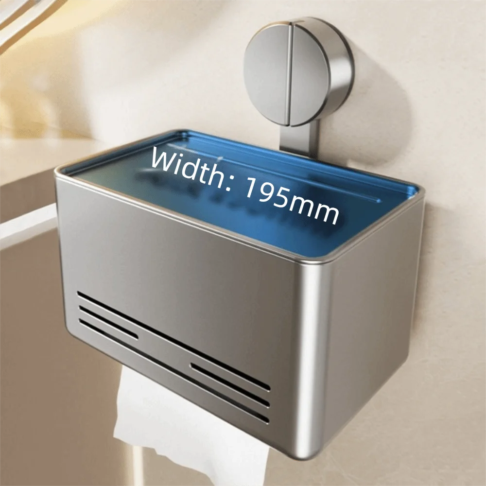 

Aluminum Suction Cup Tissue Box With Drawer Non-perforated Toilet Paper Holder Modern Suction Cup Mount