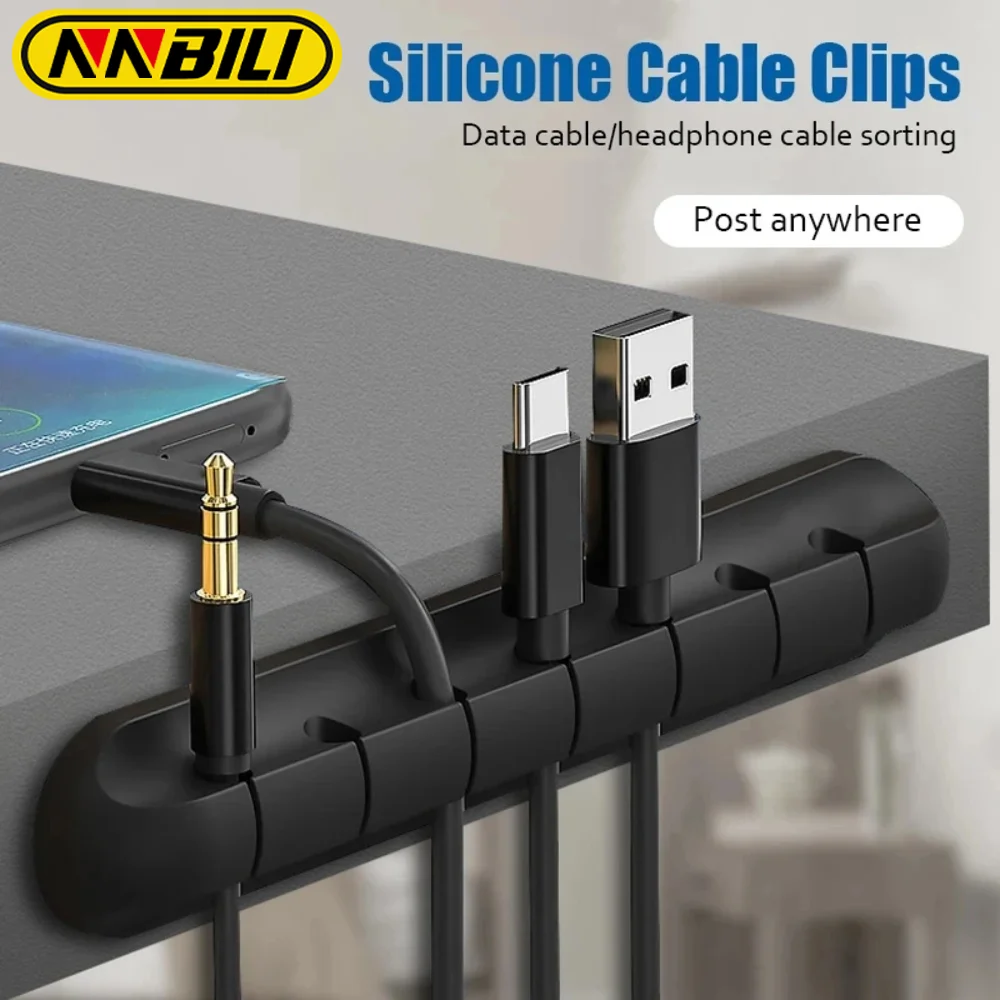 NNBILI Cable Adhesive Bracket, Desktop Cable Management Organizer, USB Charging Cable, Night Bracket, Mouse Power Cord