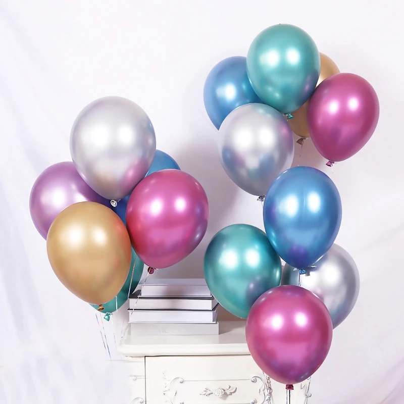 100~10Pcs 5/10/12/18/36inch Metallic Balloon Birthday Party Balloons Decor Wedding Decoration Chrome Metallic Latex Balloons