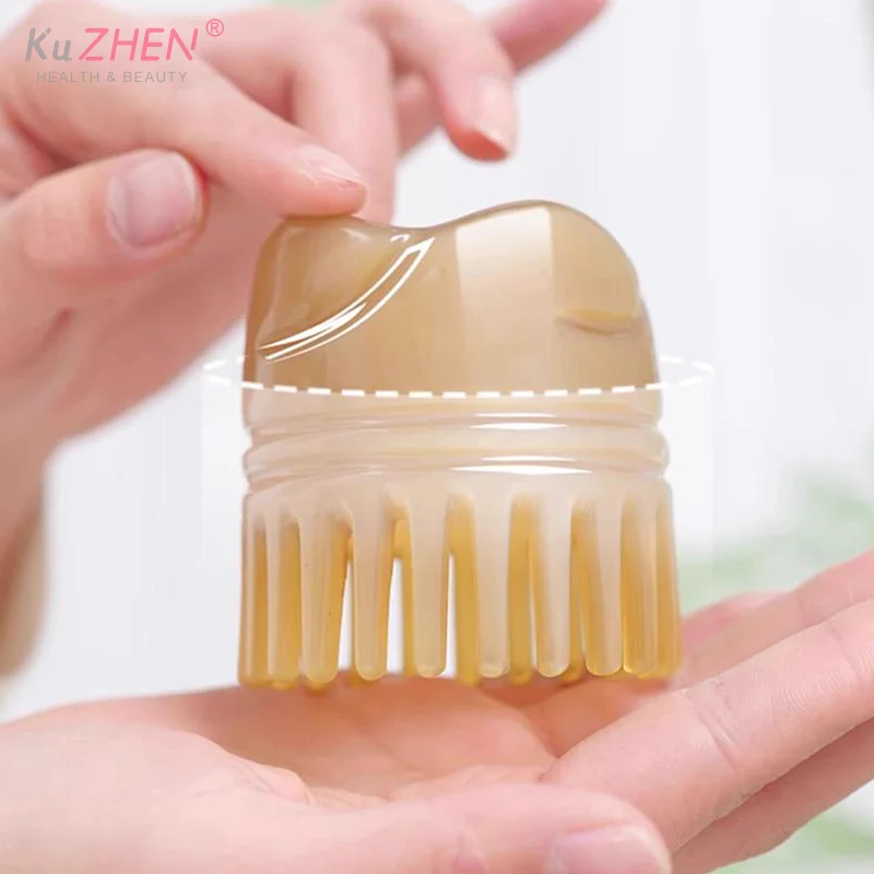 1PCCow Horn Hair Comb Meridian Comb Hairs Wash Scalp Massage Hair Treatment Device Natural Hair Care Brush Accessories For Women
