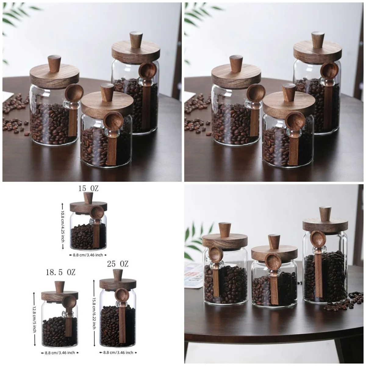 

Стеклянные банки для кофе и закусок с ложками, баночки для хранения чая, конфет, приправ